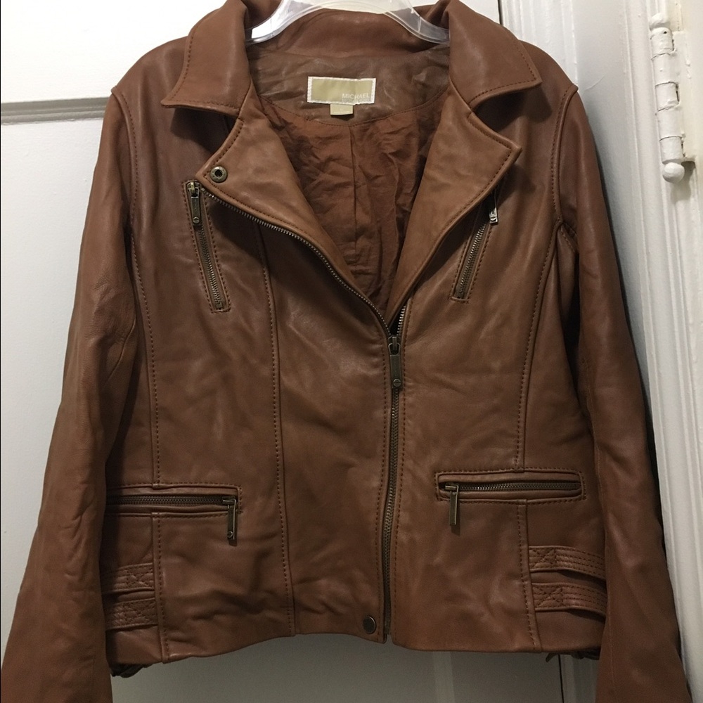 Michael Kors brown leather jacket